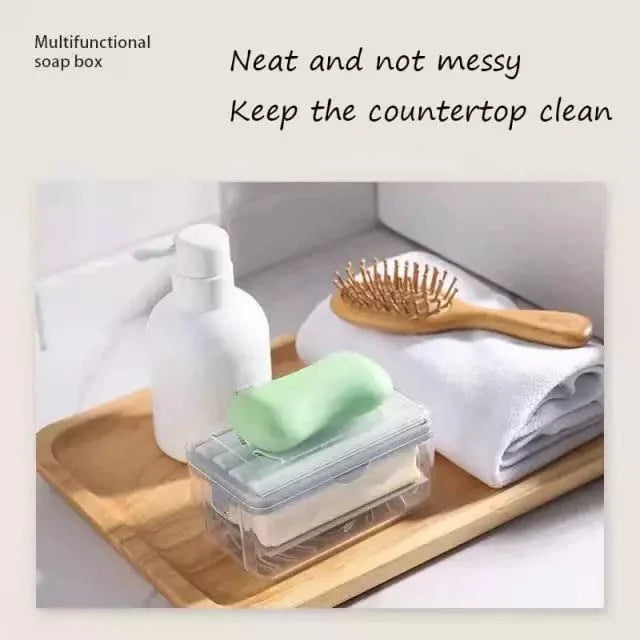 Soap Box Scrubber & Roller - 2-in-1 Laundry Soap Dispenser with Brush, Holds Bar Soap for Washing