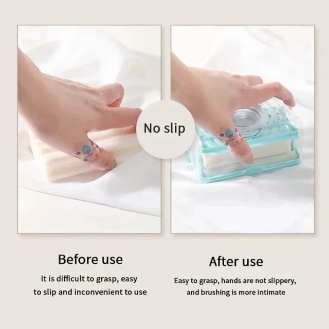 Soap Box Scrubber & Roller - 2-in-1 Laundry Soap Dispenser with Brush, Holds Bar Soap for Washing